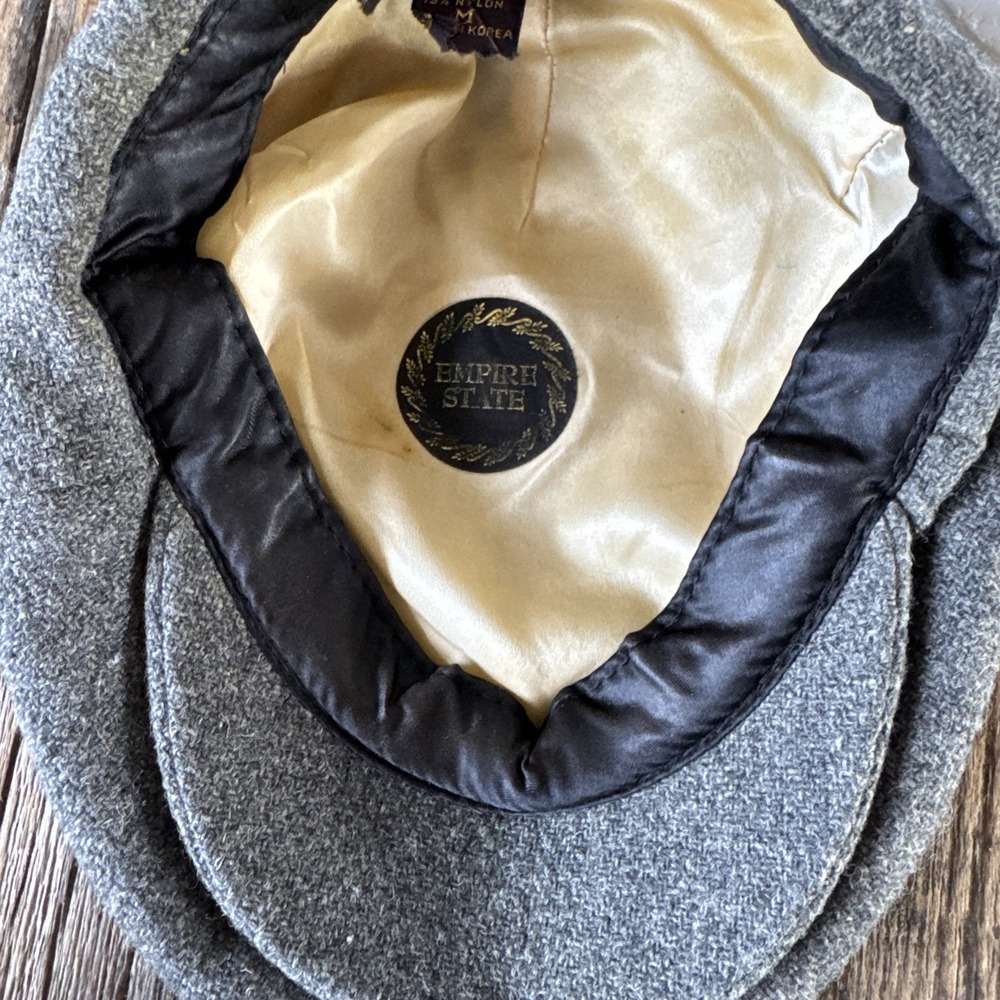 VTG Wool Newsboy Flat Cap - Size Medium Gray Hat - Empire State Caps - Picture 6 of 8